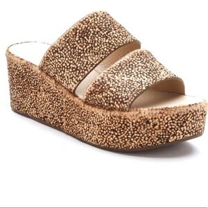 Matisse Struttin Fur Natural Spot Platform‎ Sandals Wedge